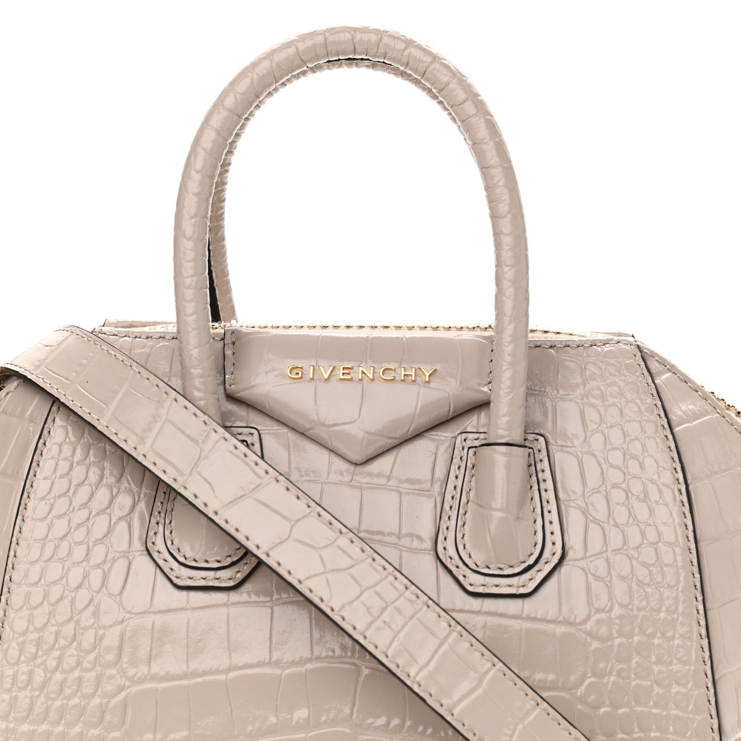 Calfskin Crocodile Embossed Mini Antigona Dune