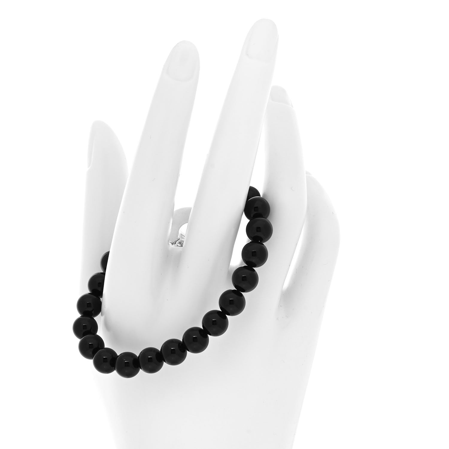 Tiffany Sterling Silver Black Onyx Bead Toggle Bracelet 2 of 5
