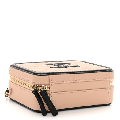 Chanel Caviar Quilted Small CC Filigree Vanity Case Beige Black 4 of 10
