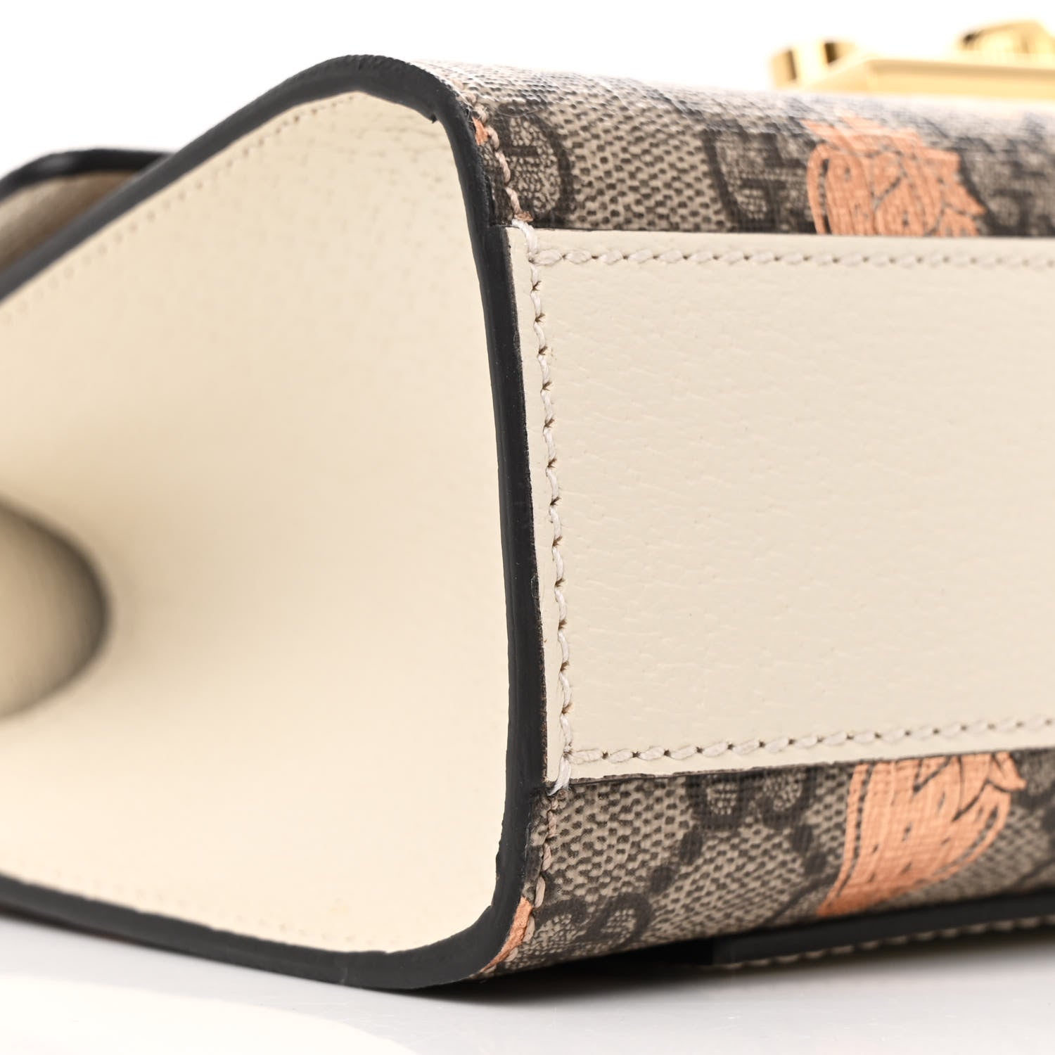 Gucci GG Supreme Monogram Berry Textured Dollar Calfskin Small Padlock Shoulder Bag Beige Ebony Light Copper Mystic White 9 of 11