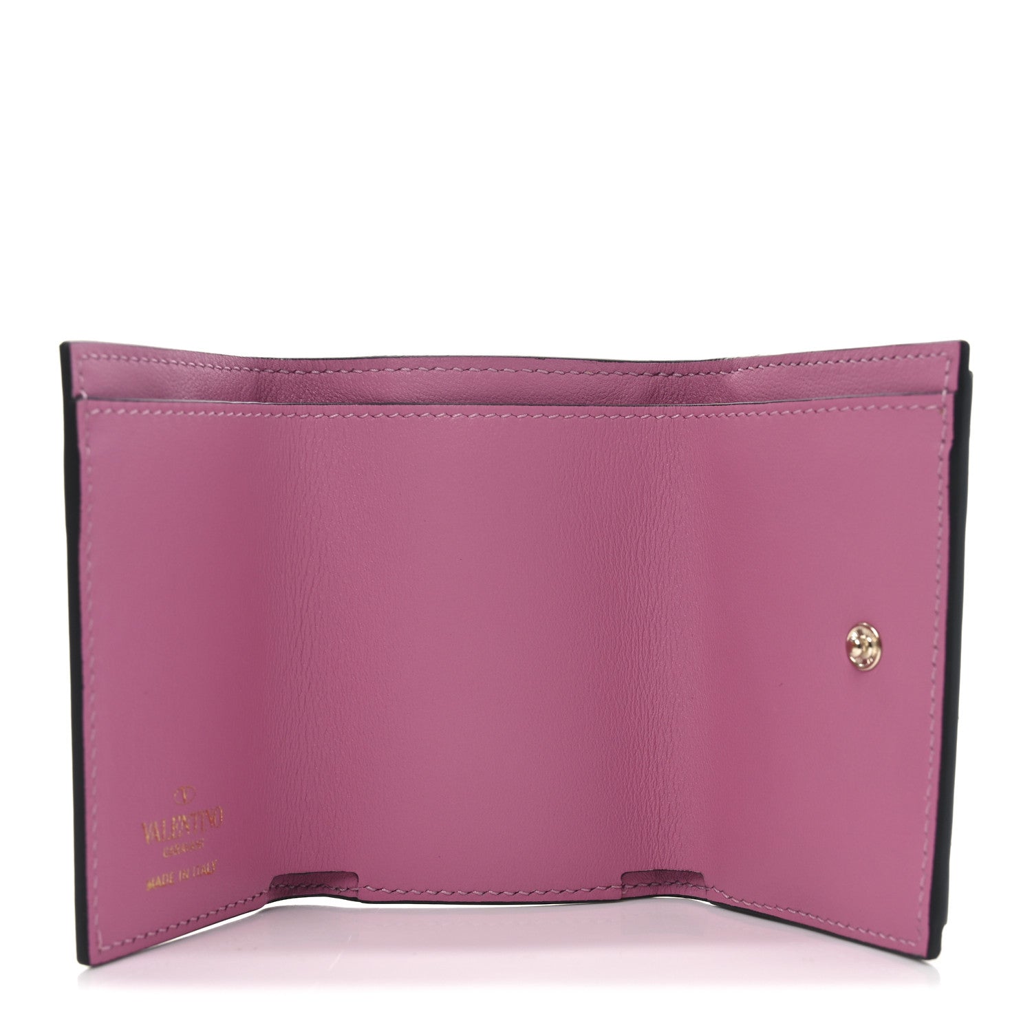 Valentino Garavani Calfskin Small Tri-Fold Rockstud Wallet Pink 5 of 7