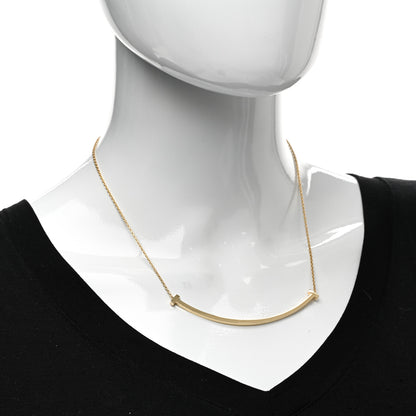 Tiffany 18K Yellow Gold Extra Large T Smile Pendant Necklace 2 of 4