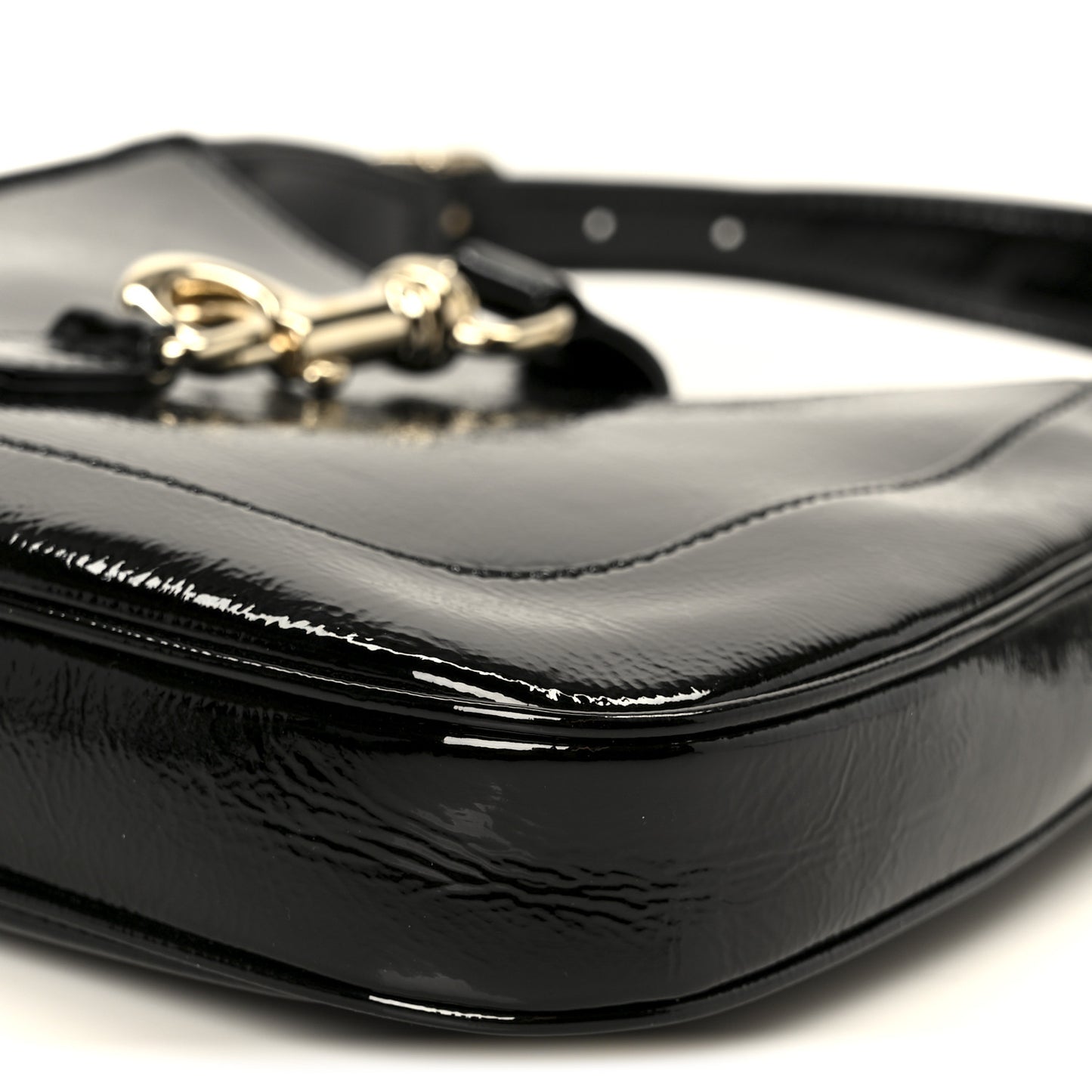 Patent Calfskin Small Jackie Shoulder Bag Black
