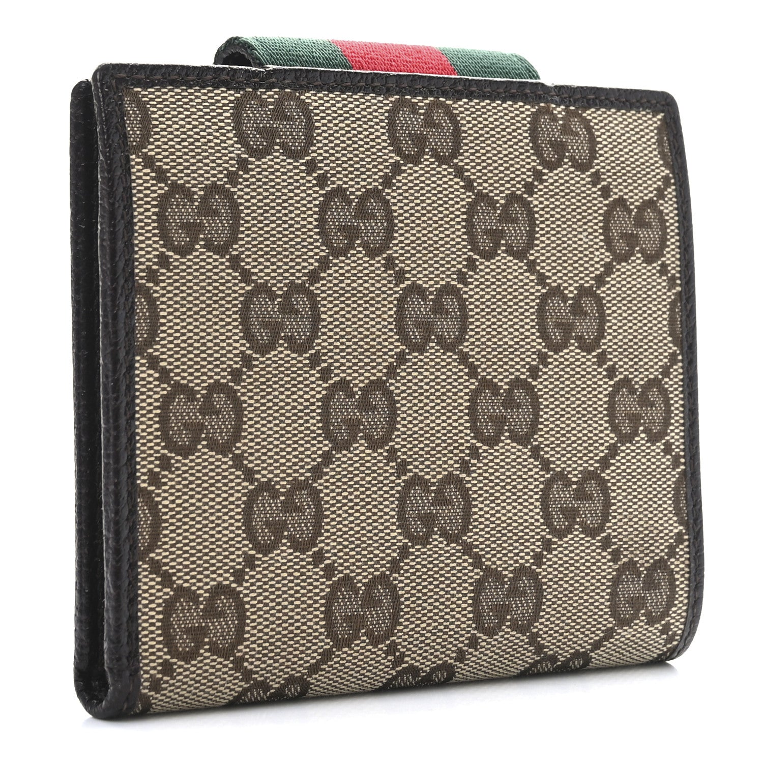 Gucci Monogram Ladies Web French Flap Wallet Dark Brown 3 of 8