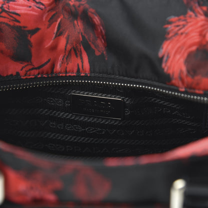 Prada Tessuto Nylon Rose Satchel Black Rosso 8 of 10