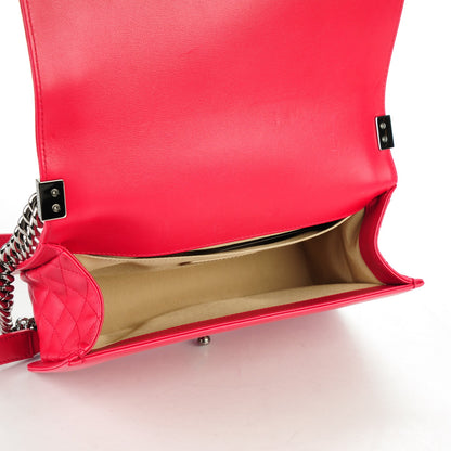 Chanel Lambskin Chevron Quilted Medium Boy Flap Dark Pink 5 of 7