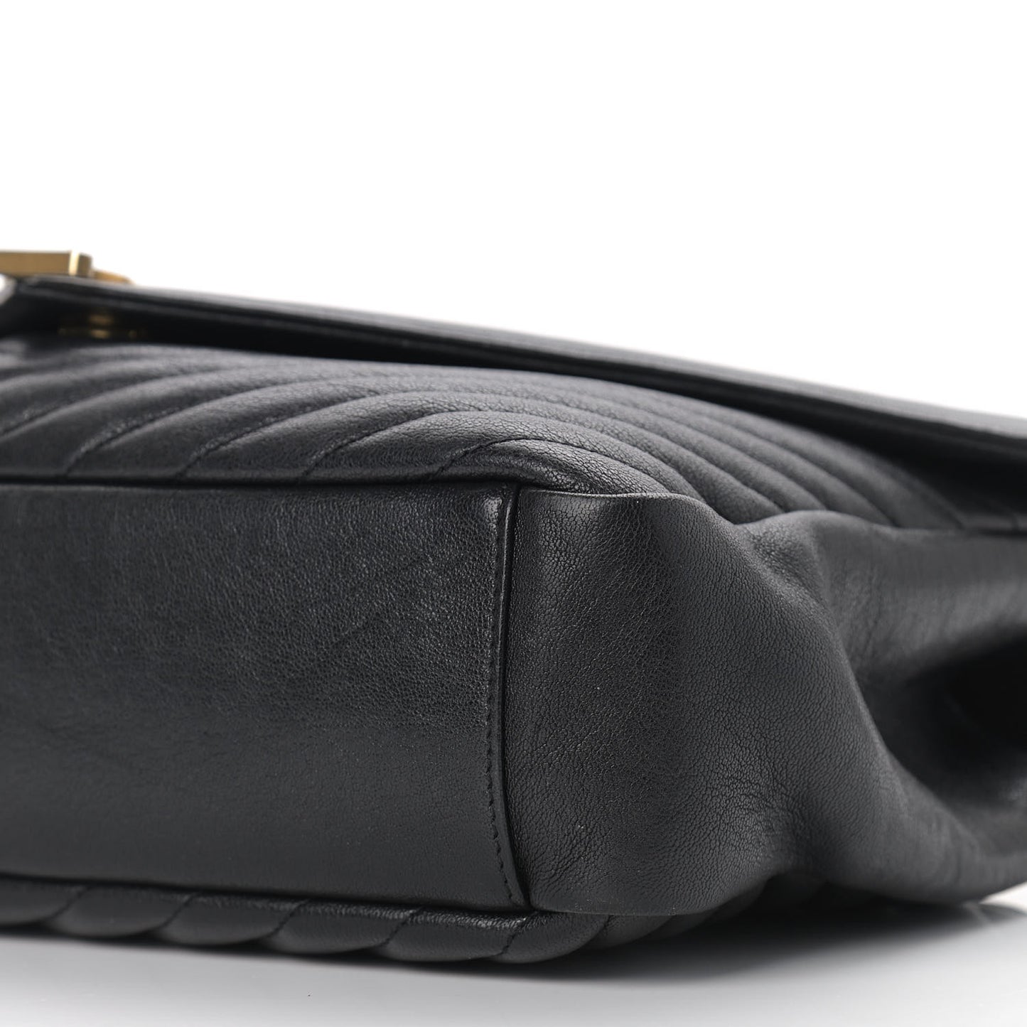 Sheepskin Matelasse Chevron Monogram Large College Satchel Black