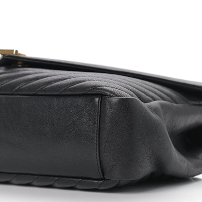 Saint Laurent Sheepskin Matelasse Chevron Monogram Large College Satchel Black 13 of 14