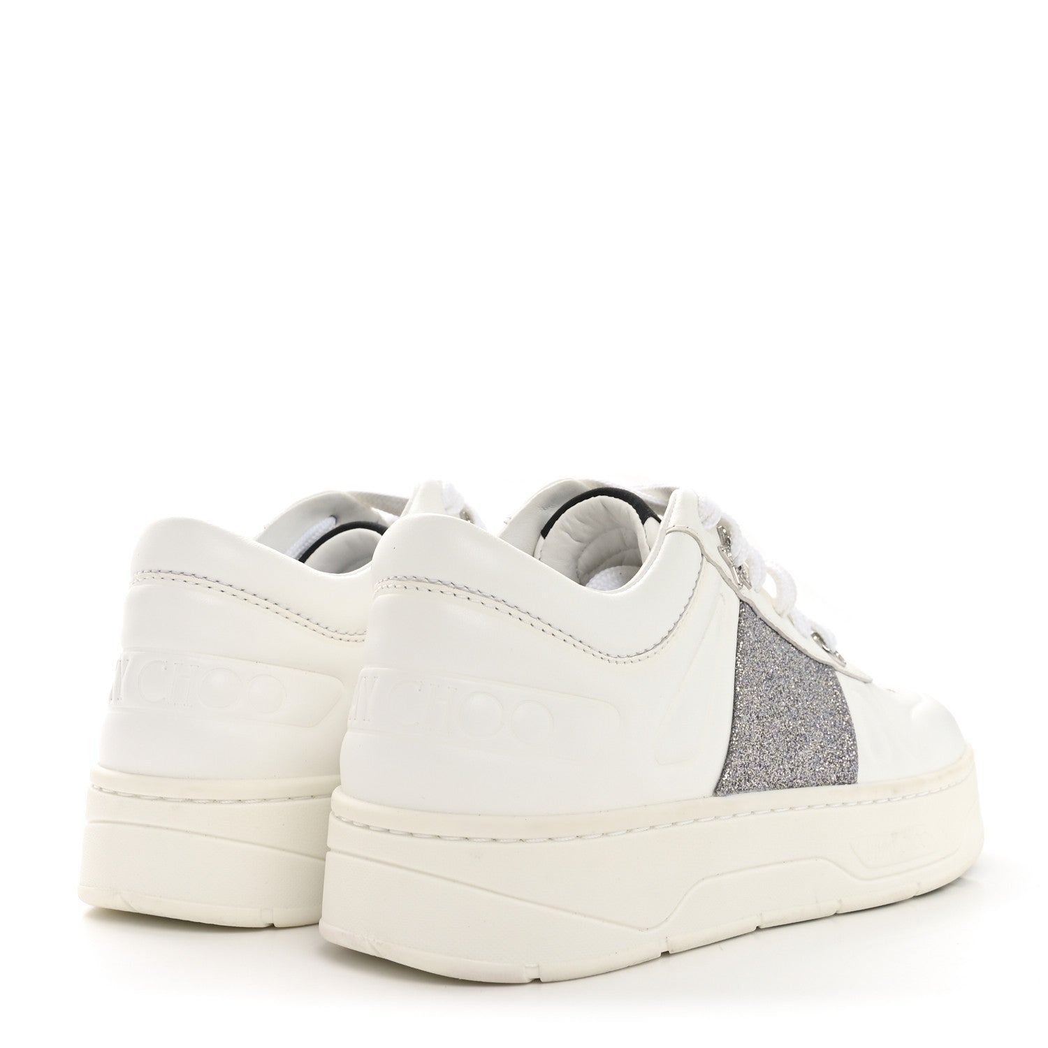 Jimmy Choo Calfskin Glitter Hawaii Sneakers 35 White 5 of 10