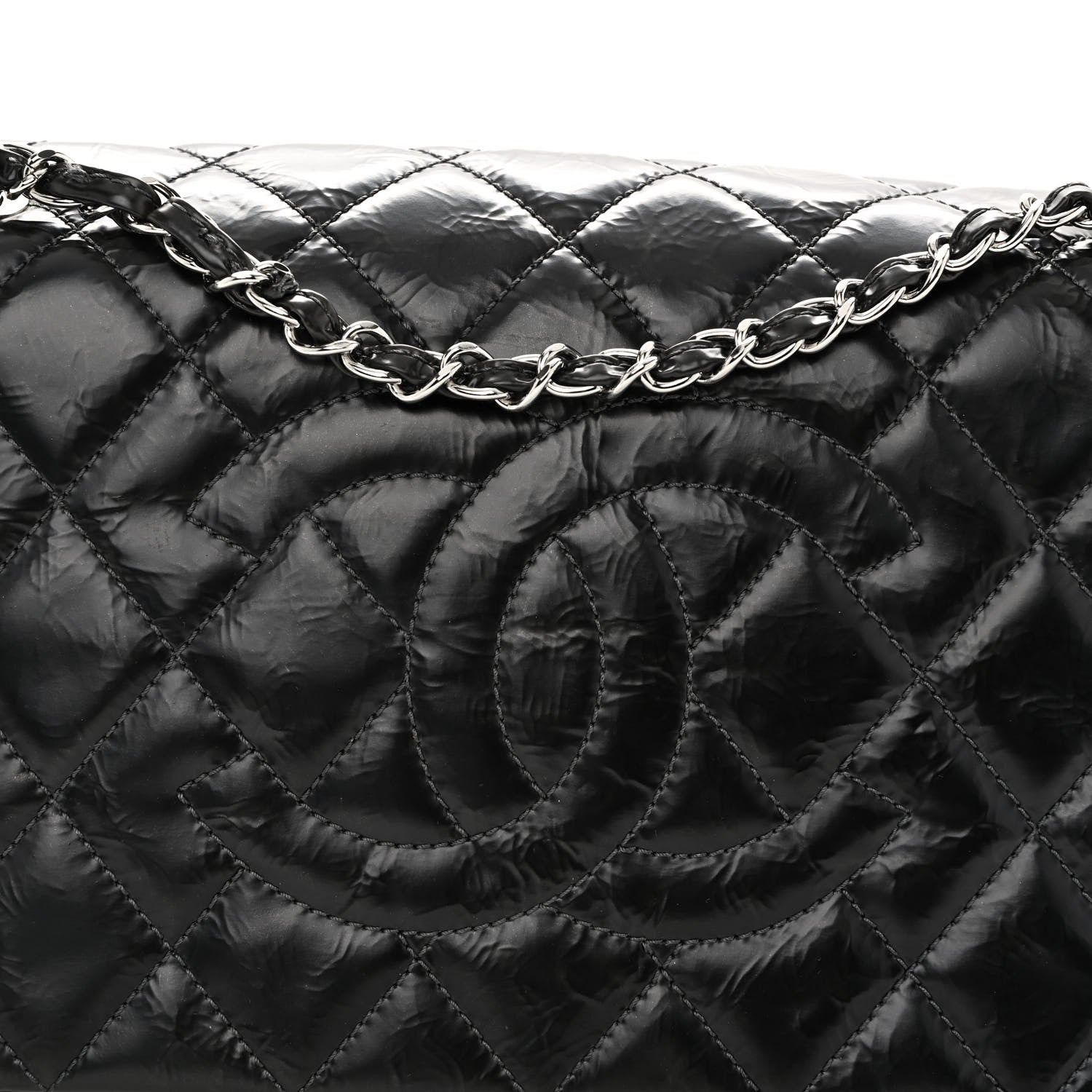 Chanel Glazed Calfskin Quilted CC Single Flap Black 8 of 10