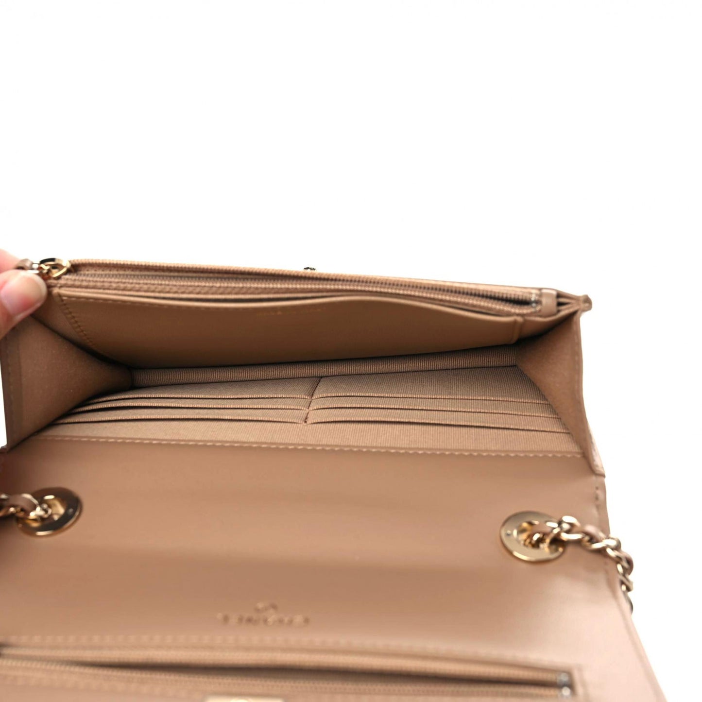 Lambskin Quilted Trendy CC Wallet On Chain WOC Beige