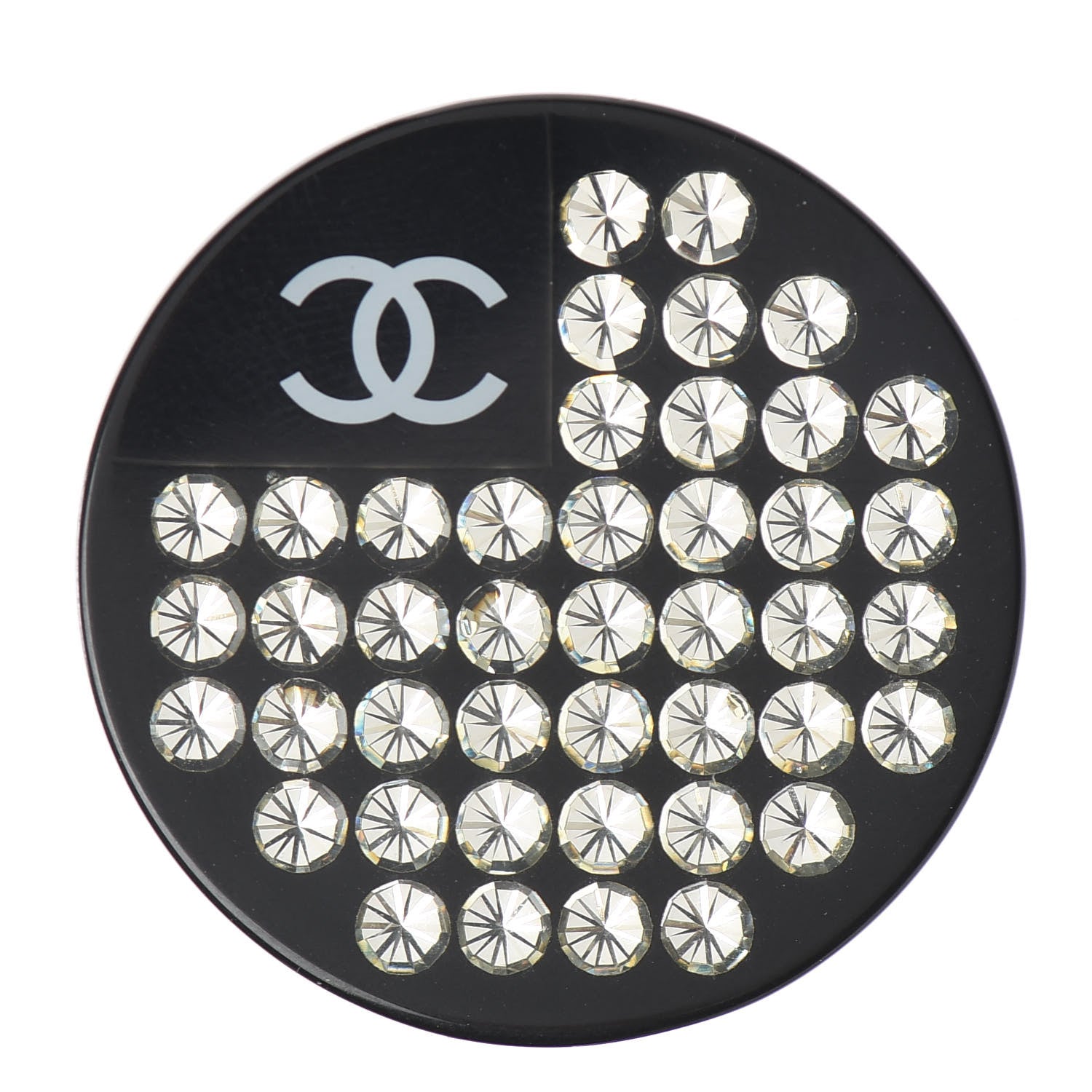 Chanel Resin Crystal CC Brooch Black 1 of 6