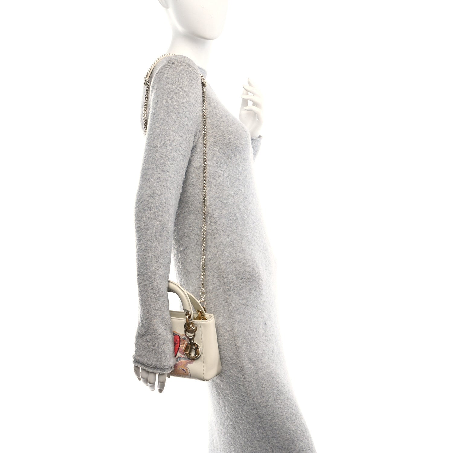 Christian Dior Calfskin Niki De Saint Phalle Dioramour Mini Supple Lady Dior White Multicolor 2 of 15