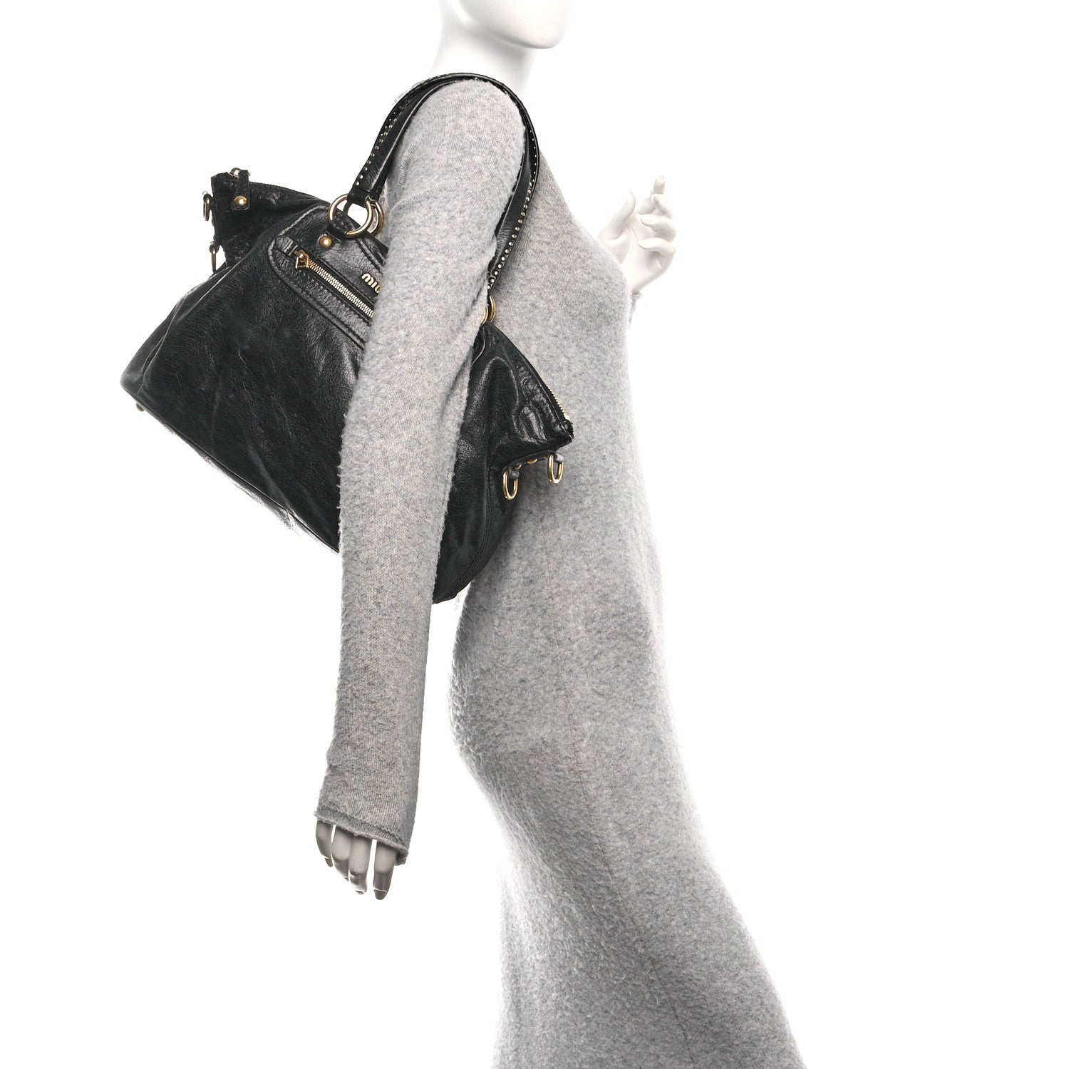Miu Miu Vitello Shine Zip Tote Black 2 of 10