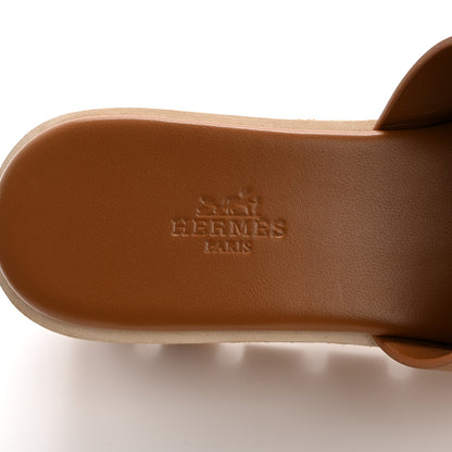 Hermes Calfskin Cork Eze 30 Sandals 37 Marron Glaise 7 of 9
