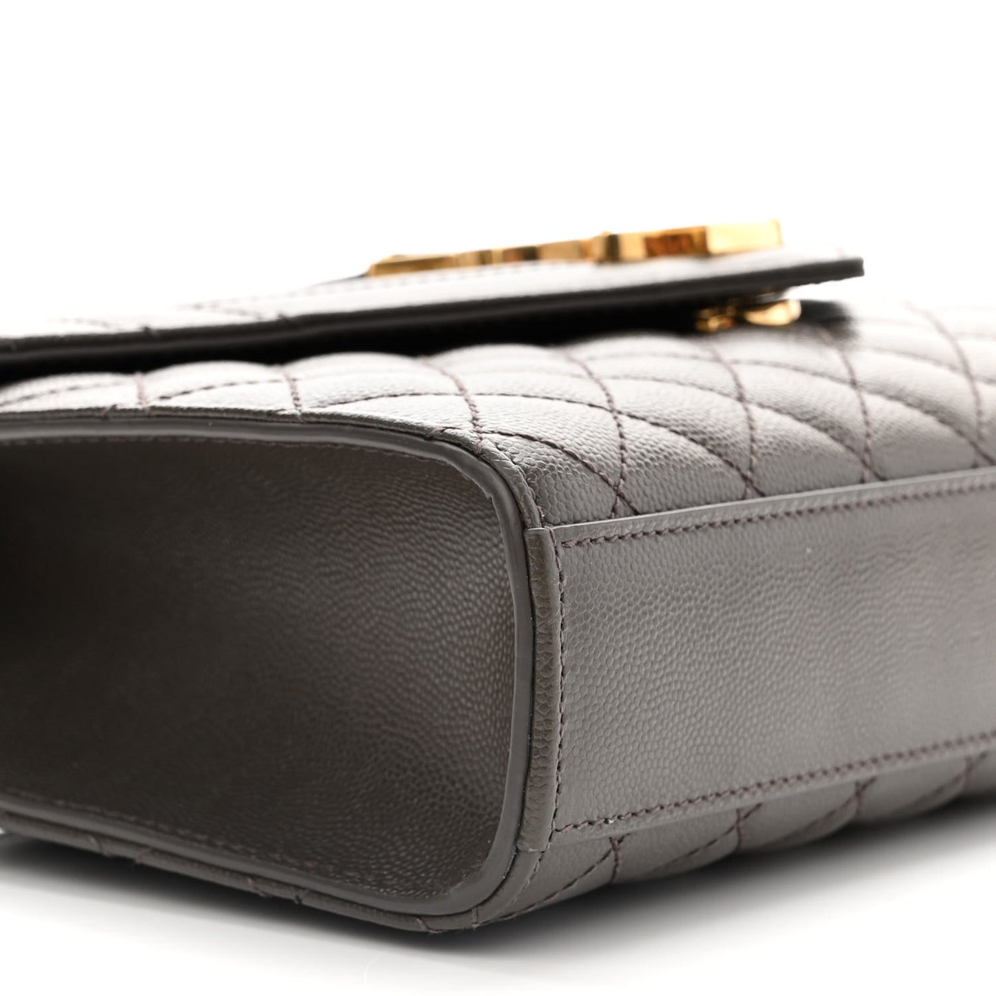Grain De Poudre Textured Mixed Matelasse Medium Triquilt Monogram Satchel Fog