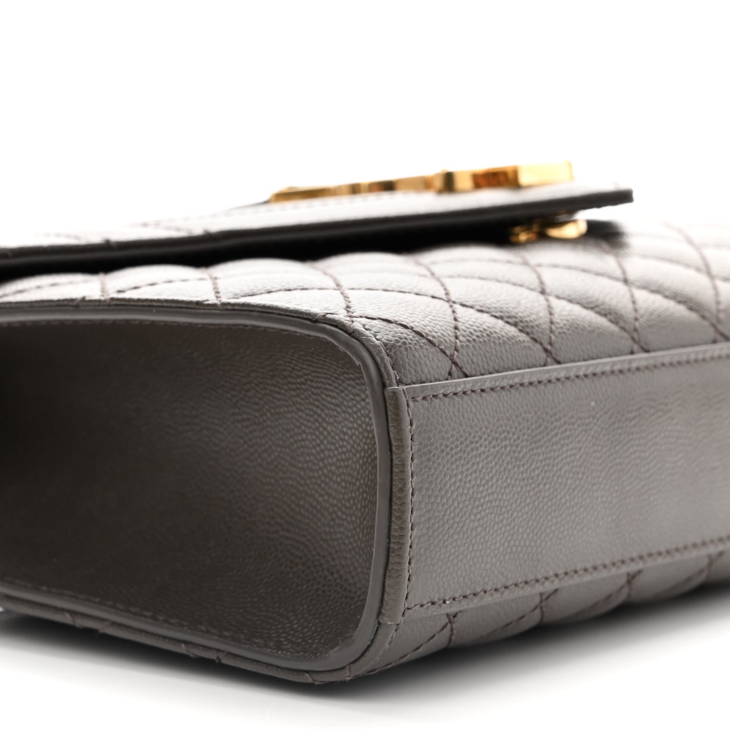 Saint Laurent Grain De Poudre Textured Mixed Matelasse Medium Triquilt Monogram Satchel Fog 8 of 9