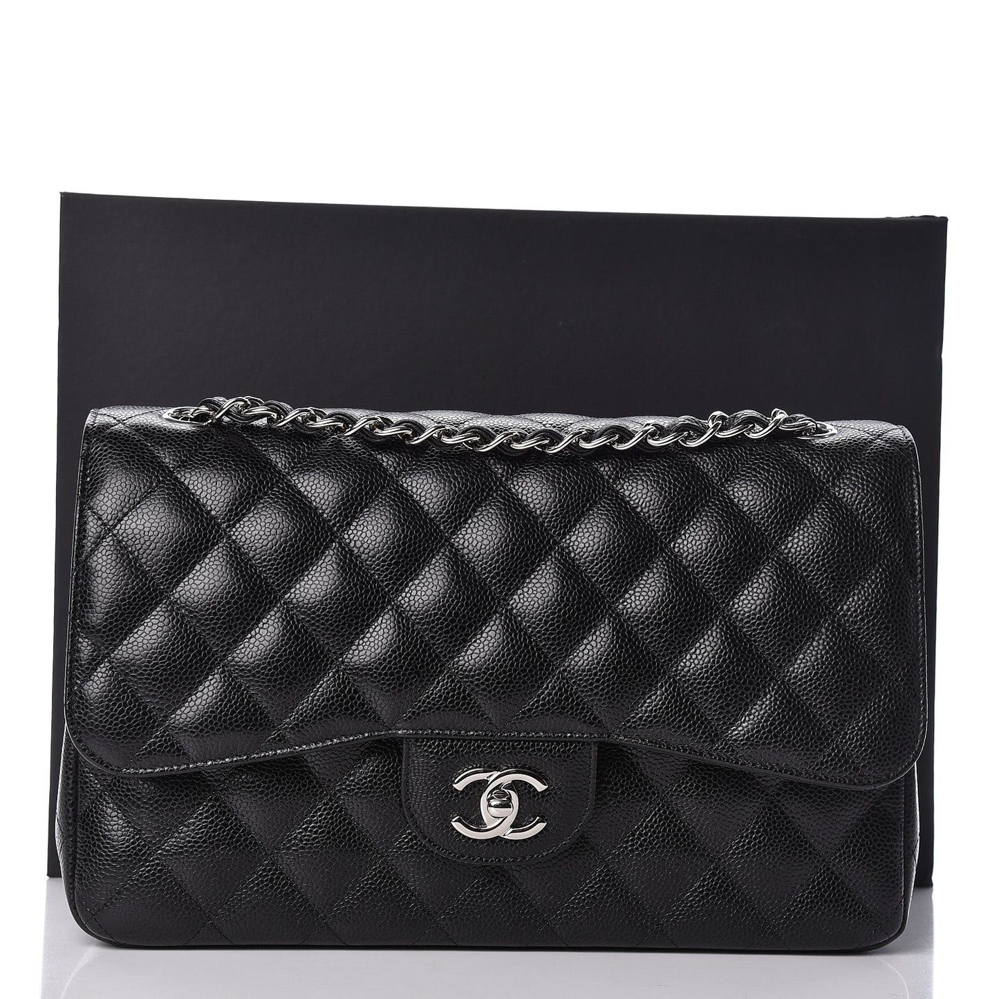 Caviar Quilted Jumbo Double Flap Black