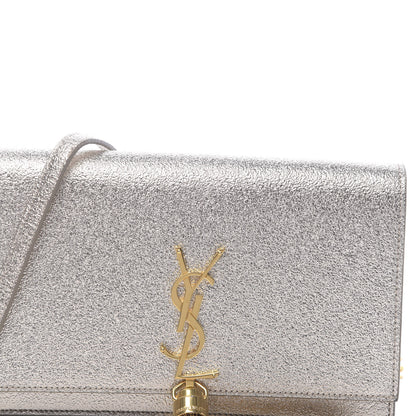 Saint Laurent Metallic Calfskin Classic Monogram Kate Tassel Chain Wallet Platine 10 of 12