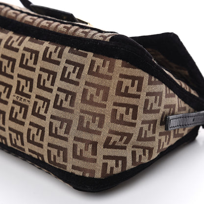 Fendi Zucchino Velvet Vitello Mini Mama Tube Bag Mogano Panna Black 8 of 9