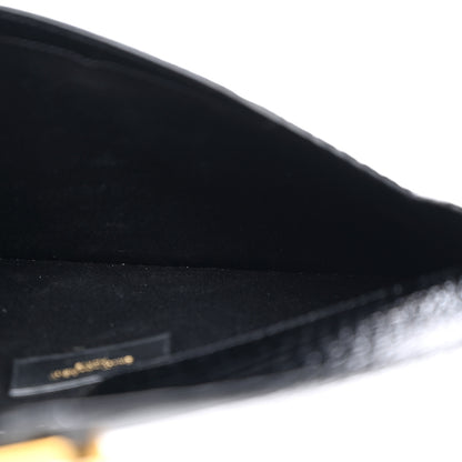 Saint Laurent Calfskin Crocodile Embossed Uptown Monogram Pouch Black 5 of 7