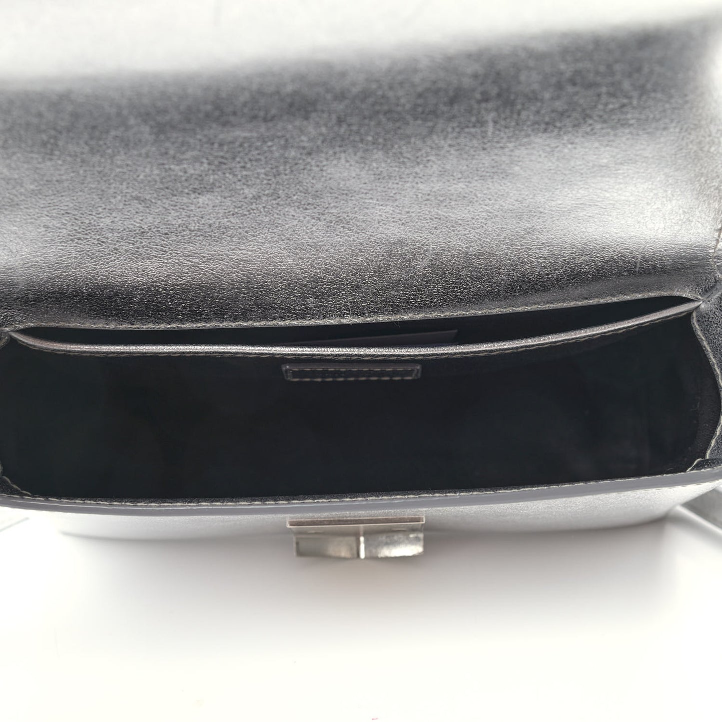 Metallic Calfskin Lockett Petite Shoulder Bag Silver