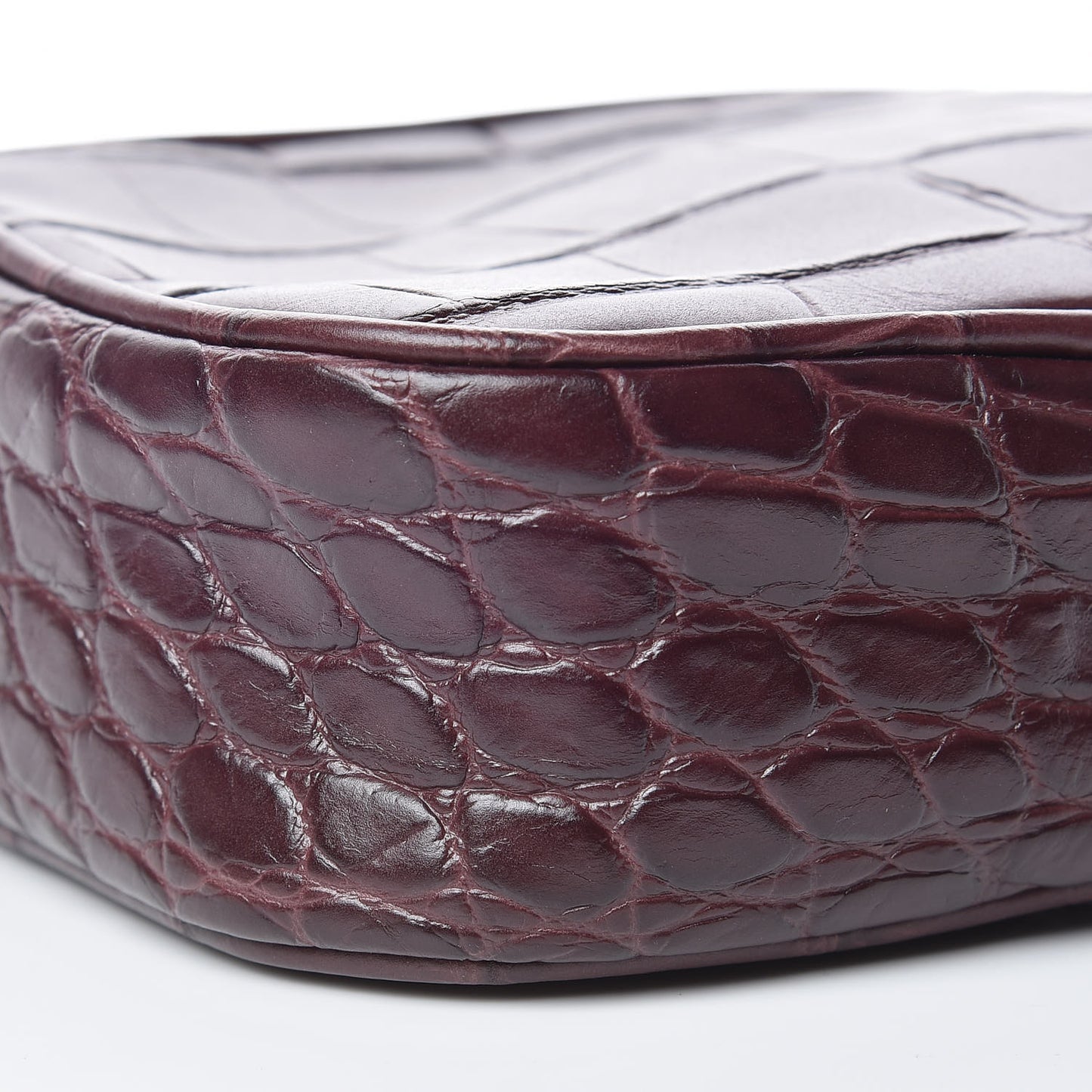 Calfskin Crocodile Embossed Mini Camera Shoulder Bag Bordeaux
