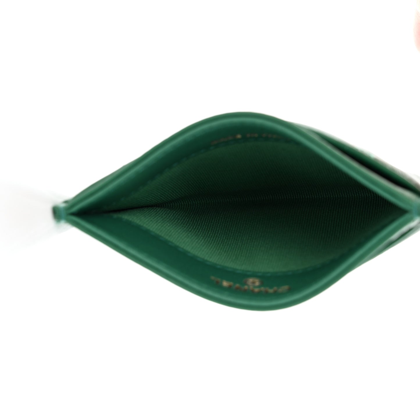 Lambskin Quilted Card Holder Green