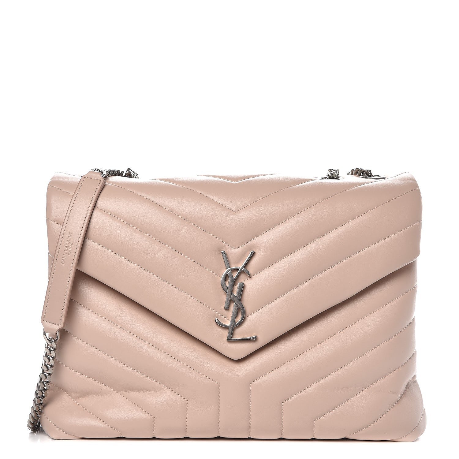 Saint Laurent Calfskin Y Quilted Monogram Medium Loulou Chain Satchel Rose Antic 1 of 9