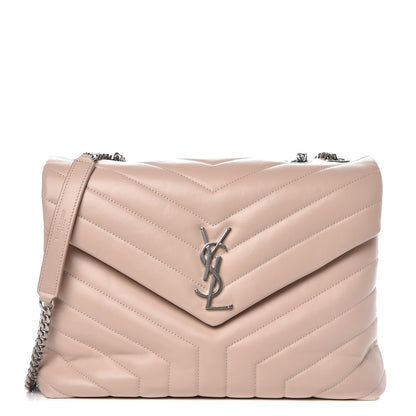 Saint Laurent Calfskin Y Quilted Monogram Medium Loulou Chain Satchel Rose Antic 1 of 9