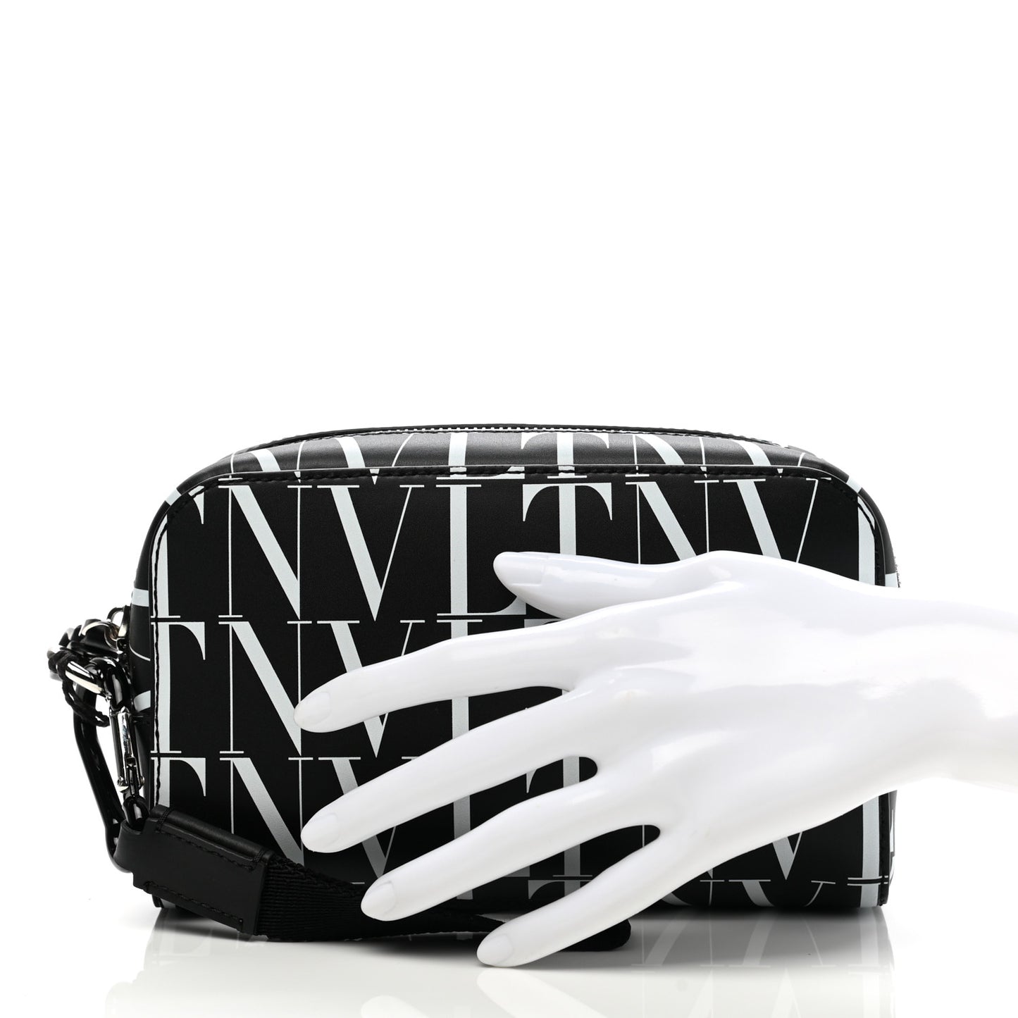 Calfskin VLTN Times Wash Bag Black White