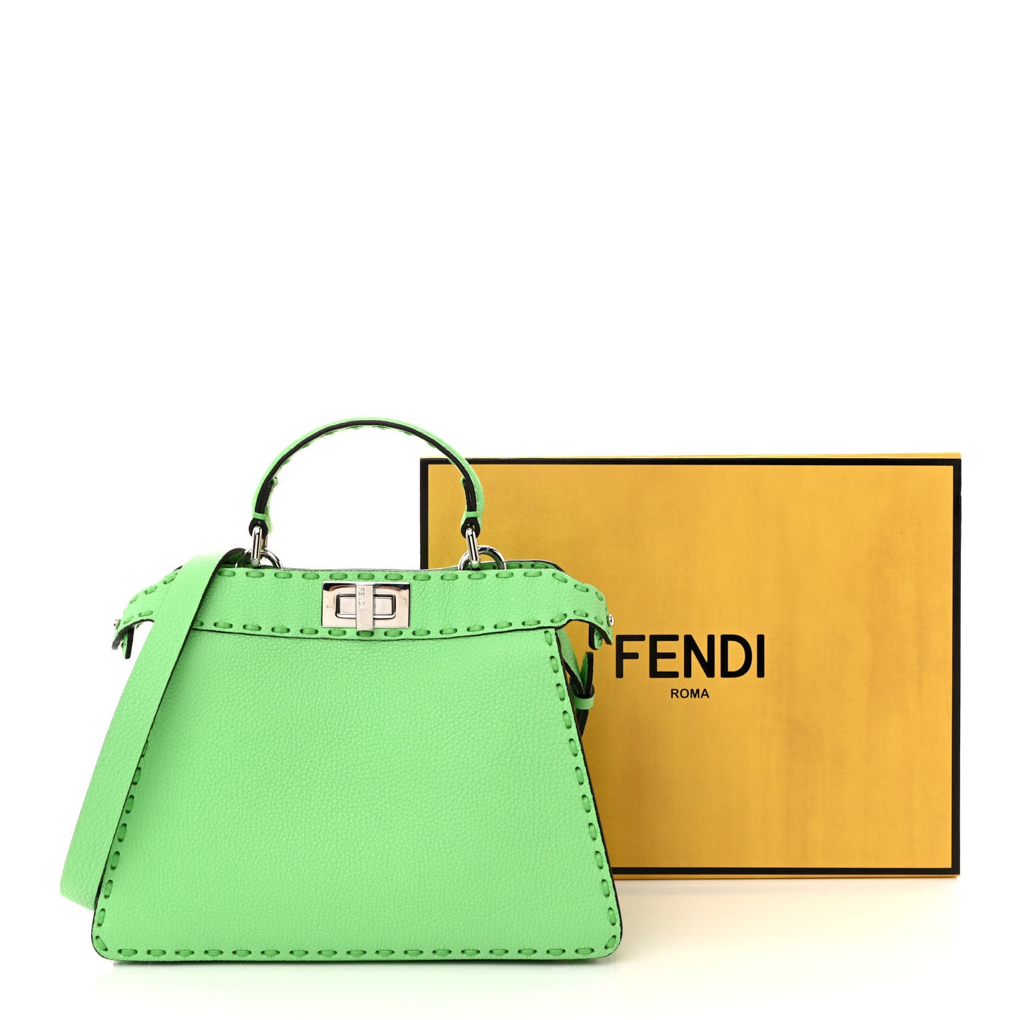 Cuoio Roma Sellerissima Nappa Sintetica Tape Stitch Small Peekaboo I SEE U Satchel Edamame