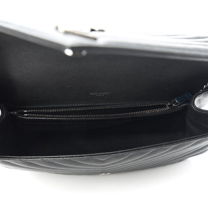 Saint Laurent Sheepskin Matelasse Chevron Monogram Large College Satchel Black 5 of 10