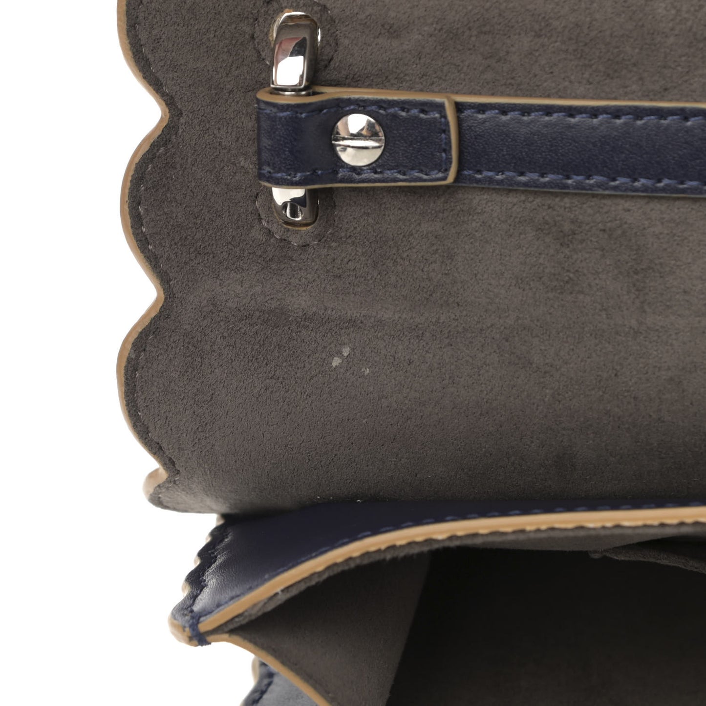 Vitello Liberty Scalloped Studded Kan I Shoulder Bag Blueberry