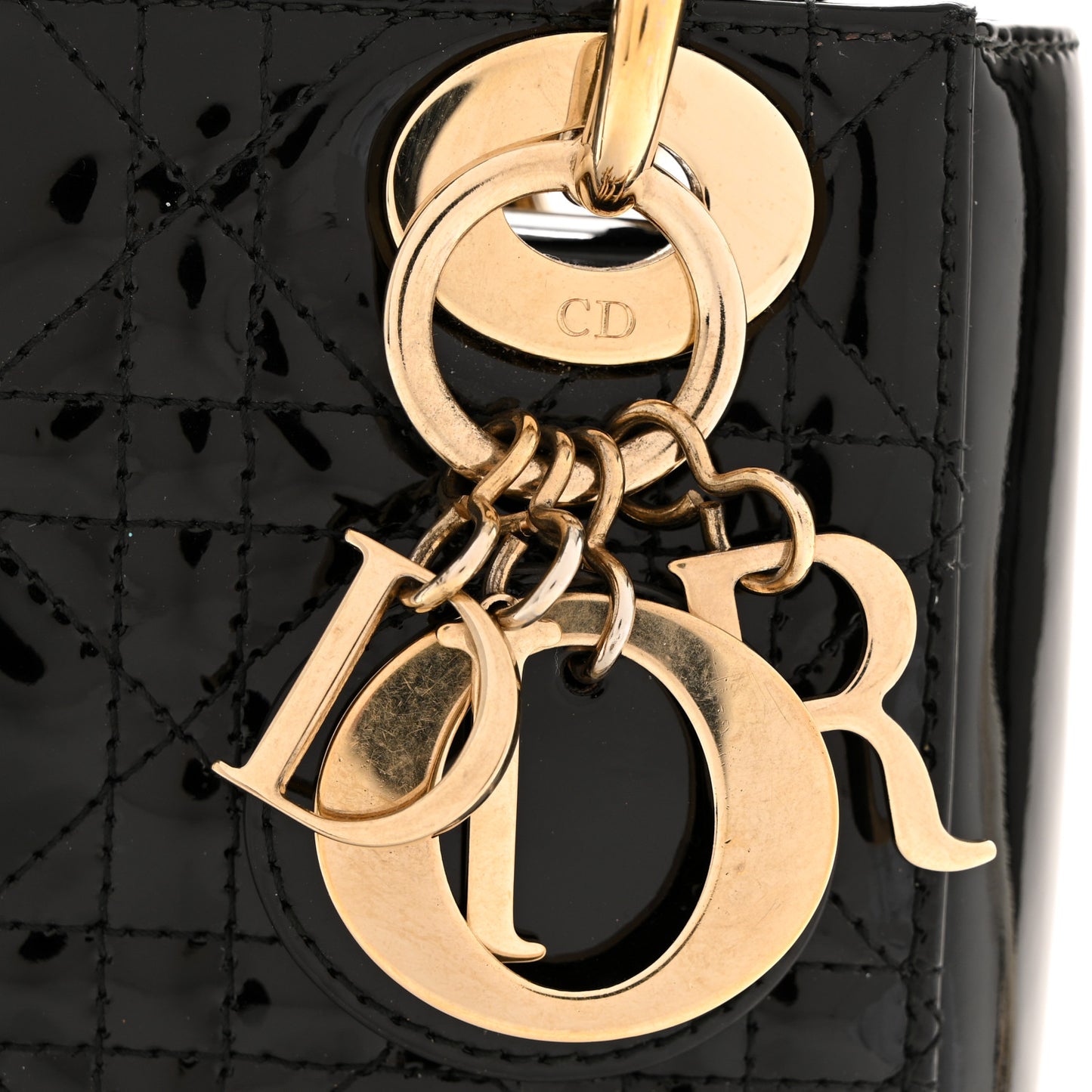 Patent Cannage Mini Lady Dior Black