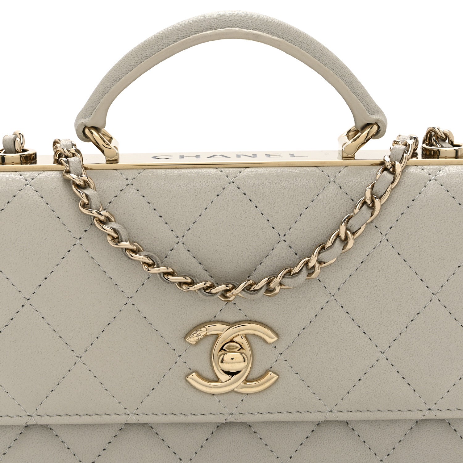 Chanel Lambskin Quilted Trendy CC Dual Handle Clutch With Chain Grey 9 of 11