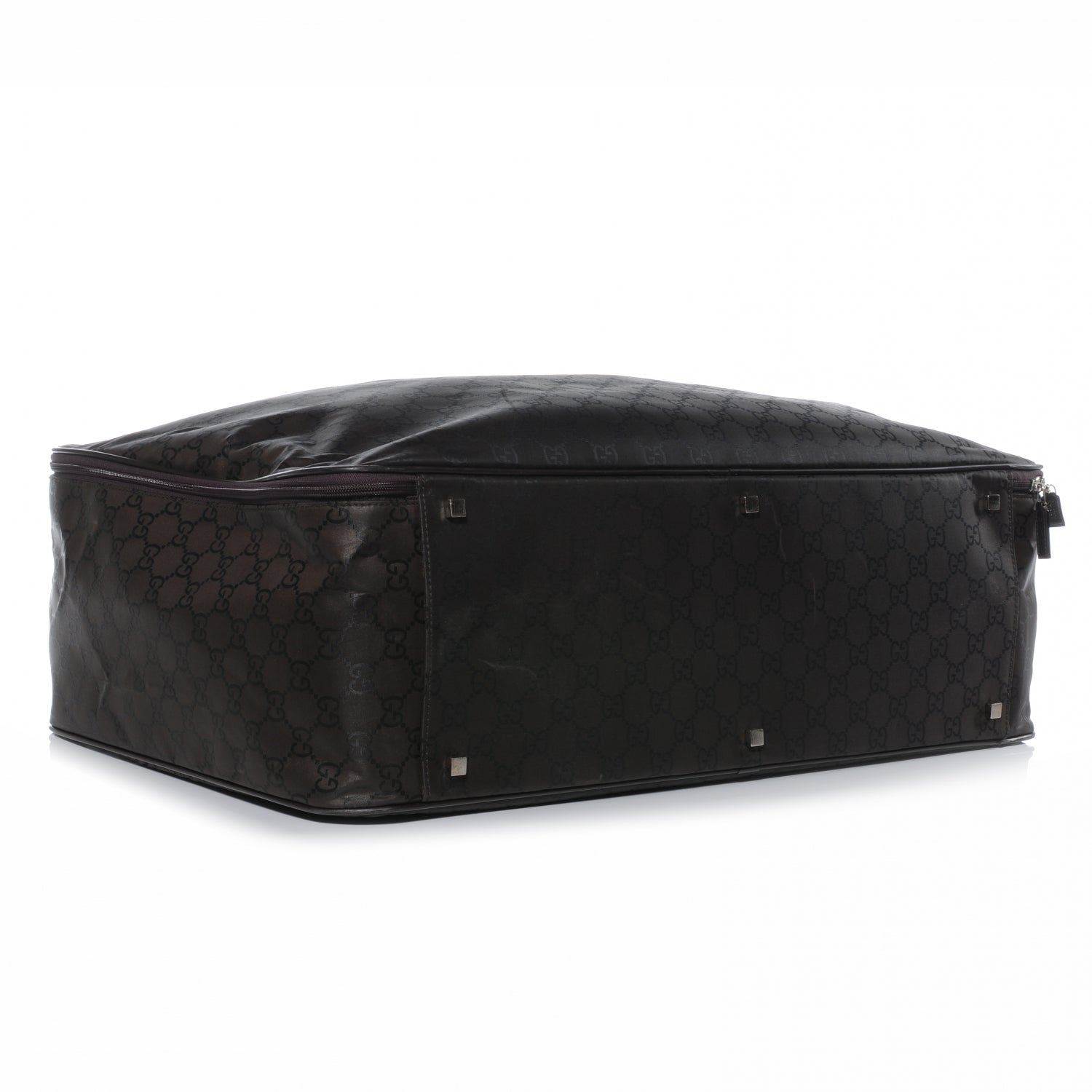 Gucci Nylon Monogram Large Lightweight Suitcase Luggage Brown 4 of 7