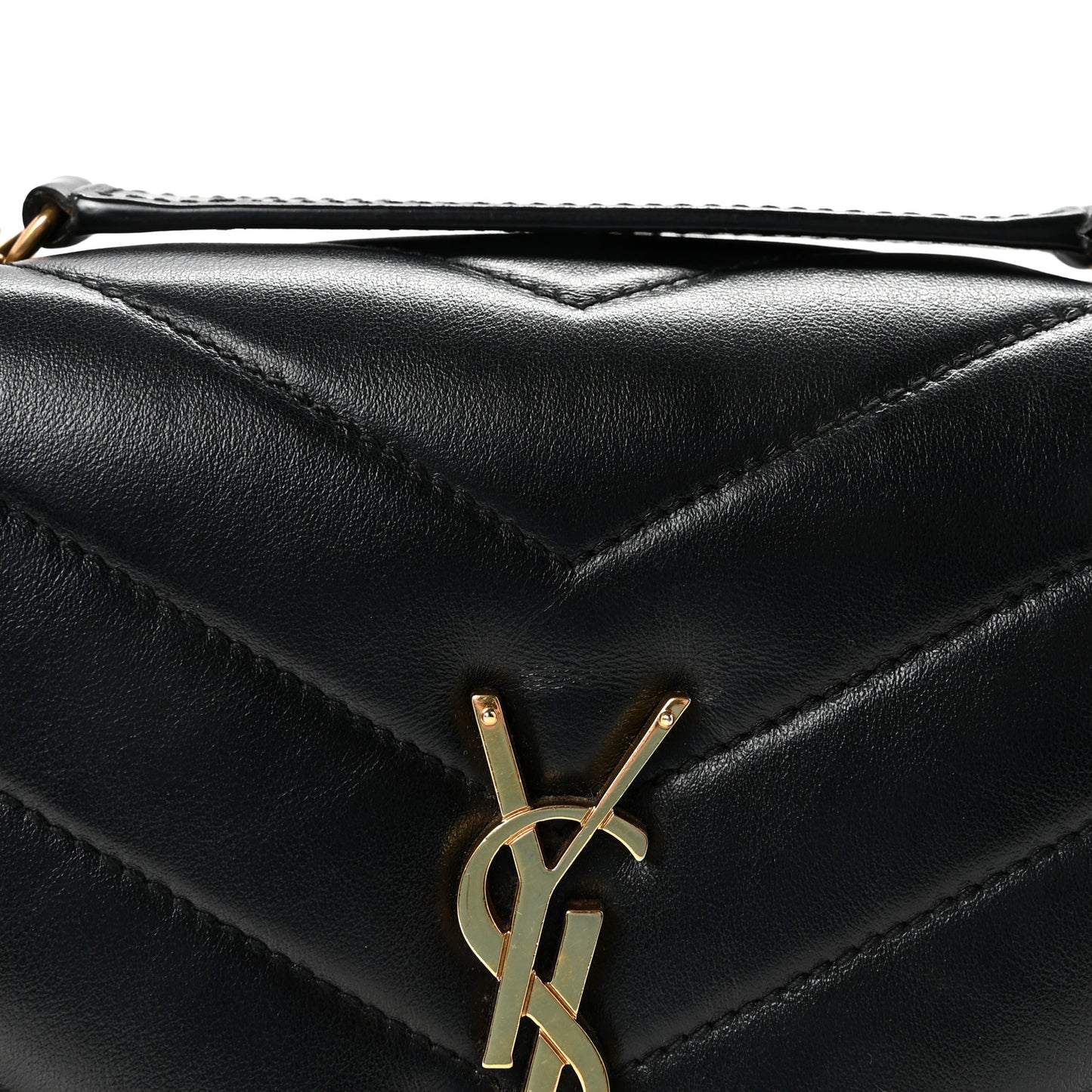 Calfskin Y Quilted Monogram Small Loulou Chain Satchel Black