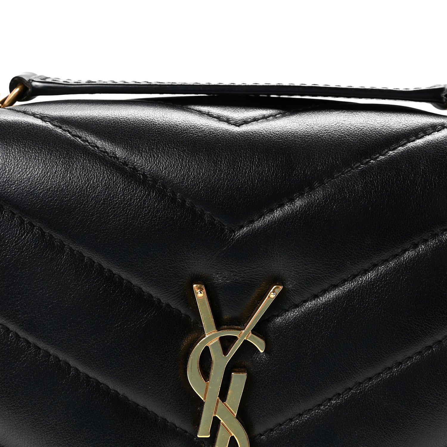 Saint Laurent Calfskin Y Quilted Monogram Small Loulou Chain Satchel Black 7 of 10
