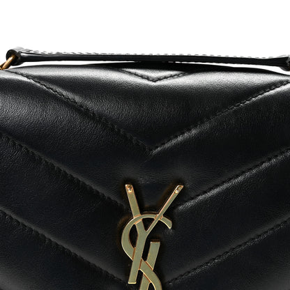 Saint Laurent Calfskin Y Quilted Monogram Small Loulou Chain Satchel Black 7 of 10