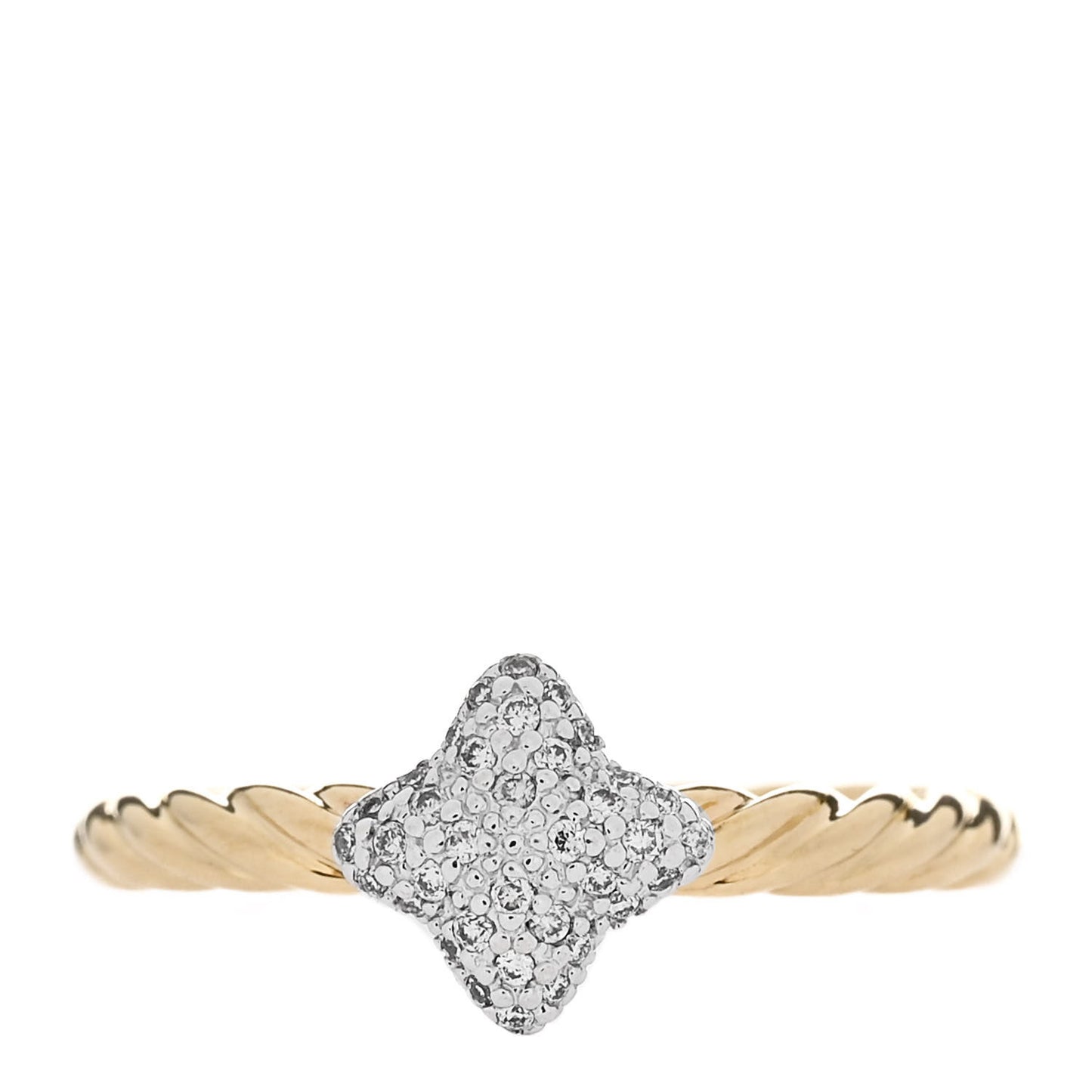 18K Yellow Gold Diamond 8mm Cable Collectibles Quatrefoil Pave Stack Ring 49 5