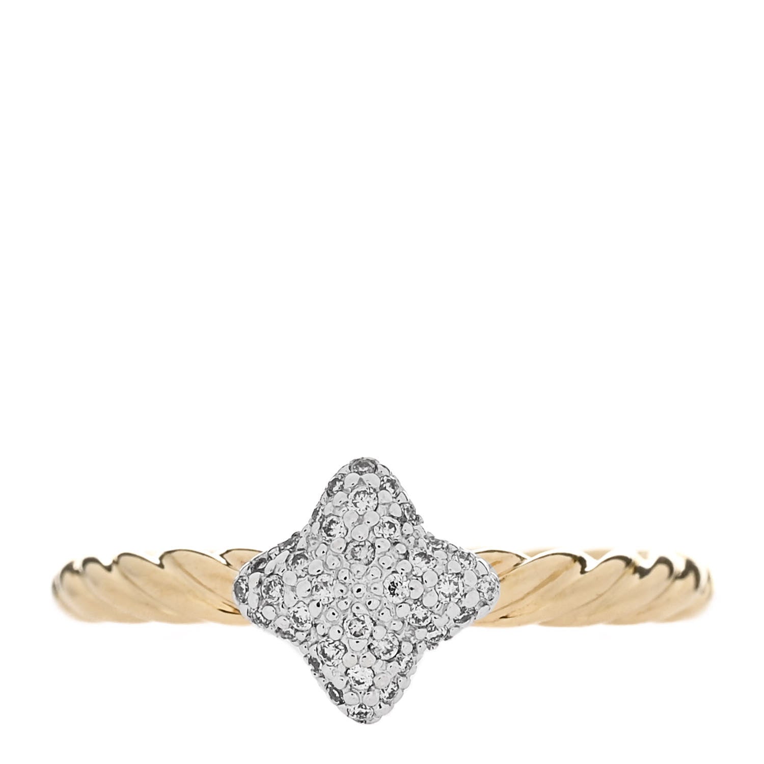 David Yurman 18K Yellow Gold Diamond 8mm Cable Collectibles Quatrefoil Pave Stack Ring 49 5 1 of 5