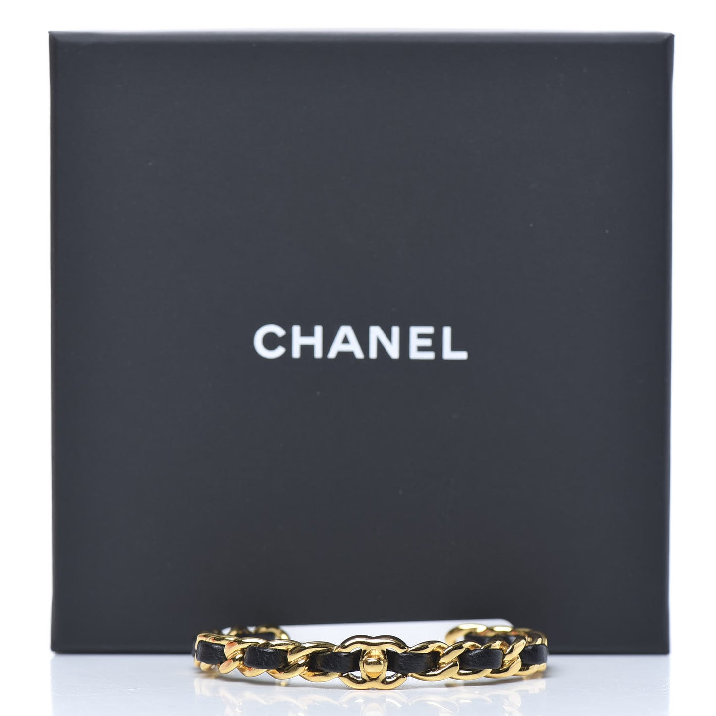 Lambskin More Is More Cuff Bracelet Black Gold