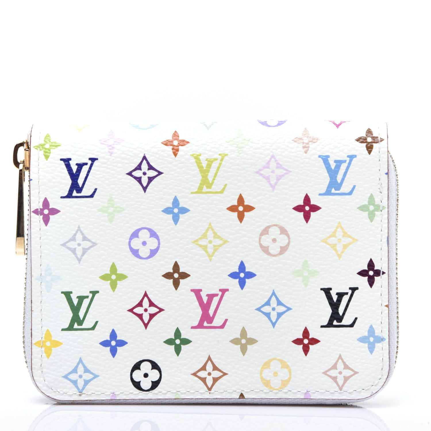 Louis Vuitton Monogram Multicolor Zippy Coin Purse Wallet White Litchi 1 of 9
