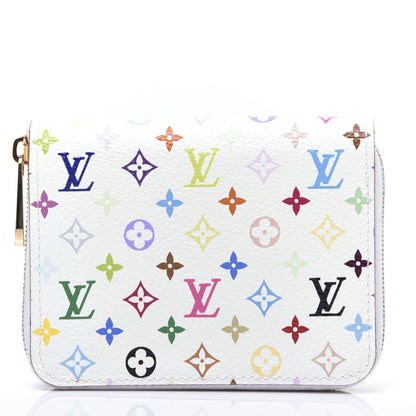 Louis Vuitton Monogram Multicolor Zippy Coin Purse Wallet White Litchi 1 of 9