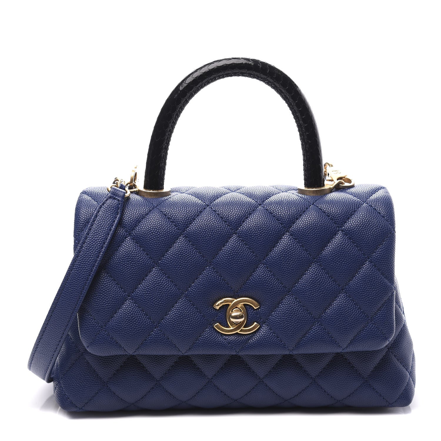Chanel Caviar Elaphe Quilted Mini Coco Handle Flap Blue 1 of 10