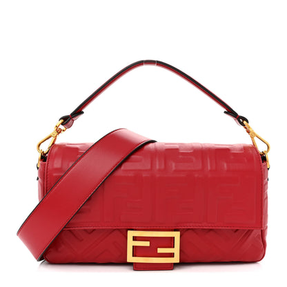 Fendi Nappa FF 1974 Embossed Baguette Fragola 1 of 12