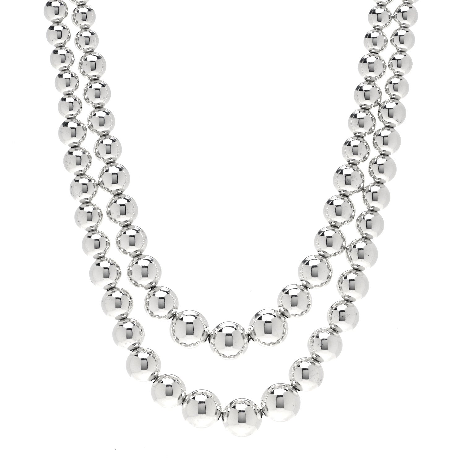 Tiffany Sterling Silver HardWear Graduated Ball Two-Row Necklace 1 of 5