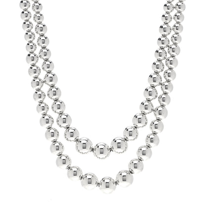 Tiffany Sterling Silver HardWear Graduated Ball Two-Row Necklace 1 of 5