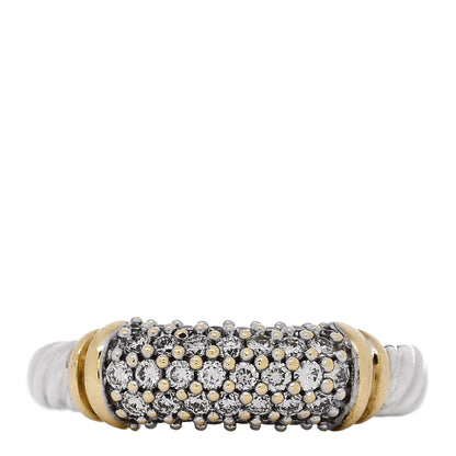 David Yurman Sterling Silver 18K Yellow Gold Diamond 6mm Metro Cable Ring 51 5.75 1 of 4